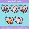 Pack broderie Cats Mom cinq motifs à télécharger à prix réduit