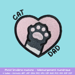 Broderie machine Cats Dad chats bicolore calicot écailles tigré uni