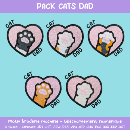 Pack broderie Cats Dad cinq motifs à télécharger à prix réduit Pack broderie Cats Dad cinq motifs à télécharger à prix réduit