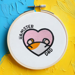 Broderie machine Hamster Dad cœur avec tête de hamster bicolore à télécharger