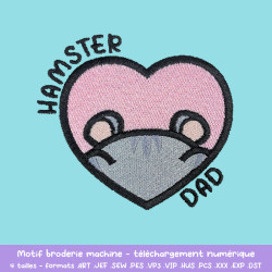 Motif broderie machine Hamster Dad hamster rayé idéal pour textiles mignons