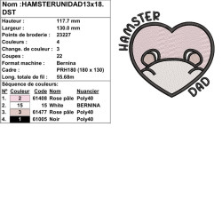 Motif broderie machine Hamster Dad hamster uni idéal pour passionnés