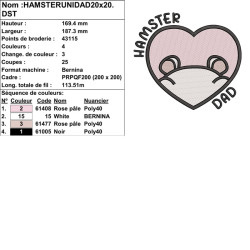 Motif broderie kawaii Hamster Dad hamster uni pour créations originales