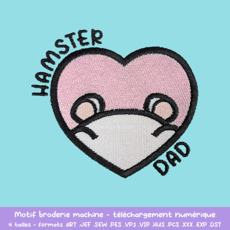 Motif broderie Hamster Dad hamster uni cœur pour textile DIY Motif broderie Hamster Dad hamster uni cœur pour textile DIY