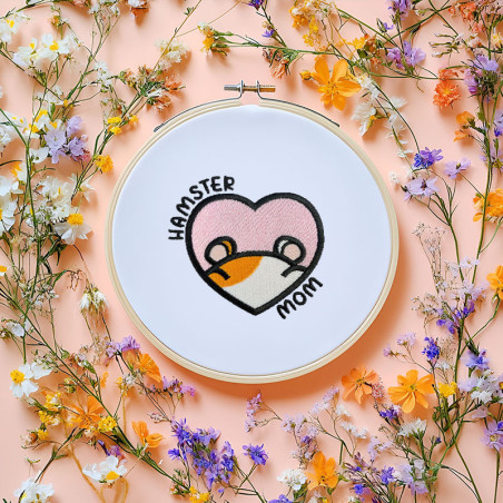 Motif de broderie machine à télécharger - Hamster Mom - Hamster Bicolore 🐹💙
