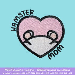 Motif broderie Hamster Mom hamster uni cœur pour textile DIY