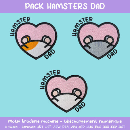 Pack broderie Hamsters Dad trois motifs à télécharger à prix réduit Pack broderie Hamsters Dad trois motifs à télécharger à prix réduit