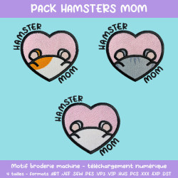 Pack broderie Hamsters Mom trois motifs à télécharger à prix réduit