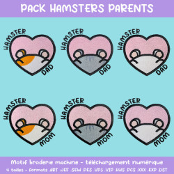 Pack broderie Hamsters Parents six motifs à télécharger à prix réduit