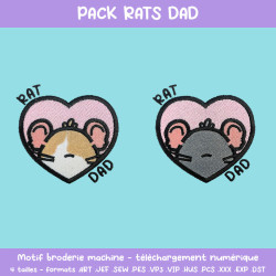 Pack motifs broderie Rats Dad deux rats à prix réduit pour textiles