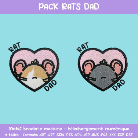 Pack motifs broderie Rats Dad deux rats à prix réduit pour textiles Pack motifs broderie Rats Dad deux rats à prix réduit pour textiles