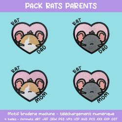 Pack broderie Rats Parents quatre motifs à télécharger à prix réduit