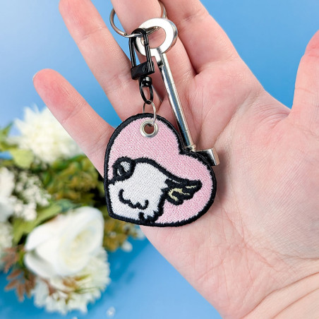 Porte-clés brodé personnalisable – BIRD 🐦💗