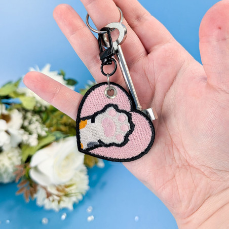 Porte-clés brodé personnalisable – CAT 🐱🧶