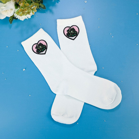 Chaussettes brodées personnalisables - PLANT - Taille unique (39/41) 🪴☀️