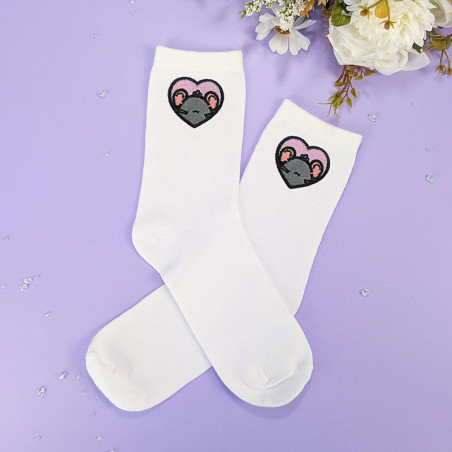 Chaussettes brodées personnalisables - RAT - Taille unique (39/41) 🐭🧀