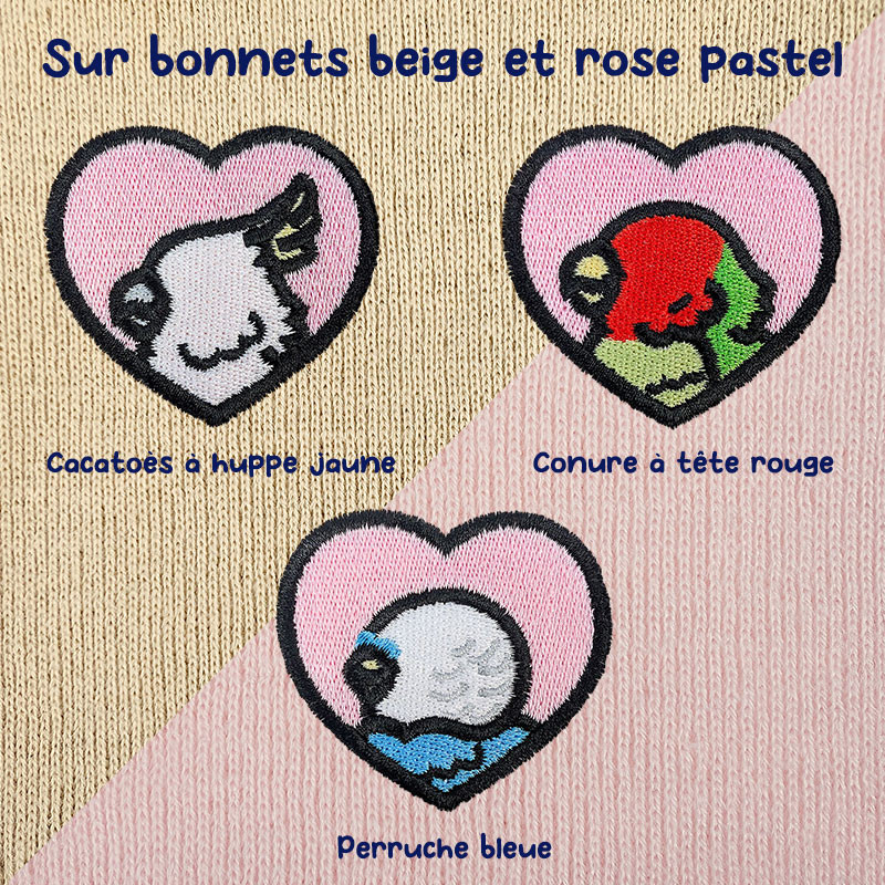 Bonnet à revers brodé personnalisable – BIRD 🐦💗