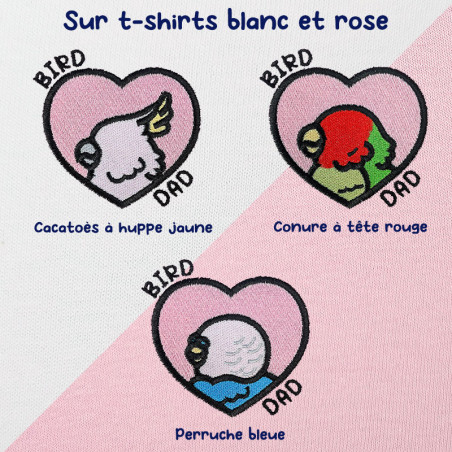 T-shirt brodé oversize personnalisable - BIRD DAD - unisexe 🐦💗
