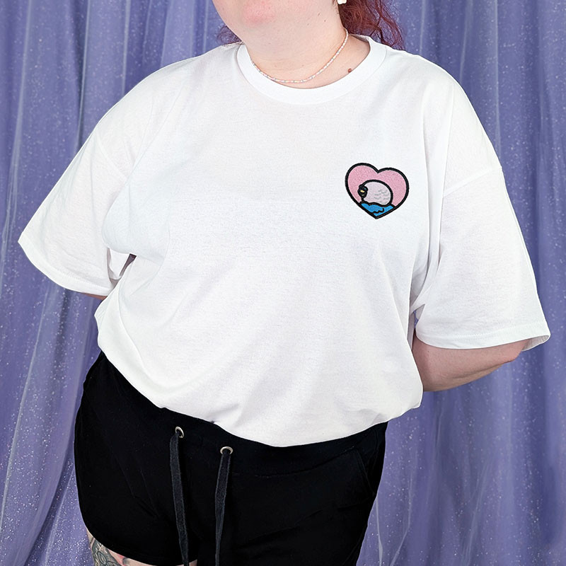 T-shirt brodé oversize personnalisable - BIRD - unisexe 🐦💗