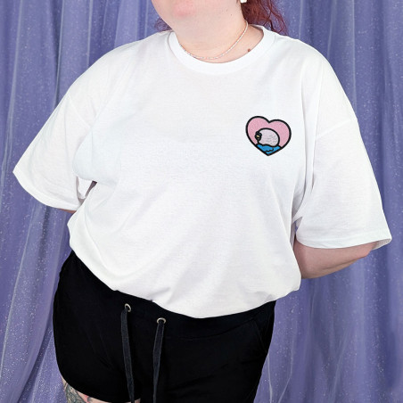 T-shirt brodé oversize personnalisable - BIRD - unisexe 🐦💗