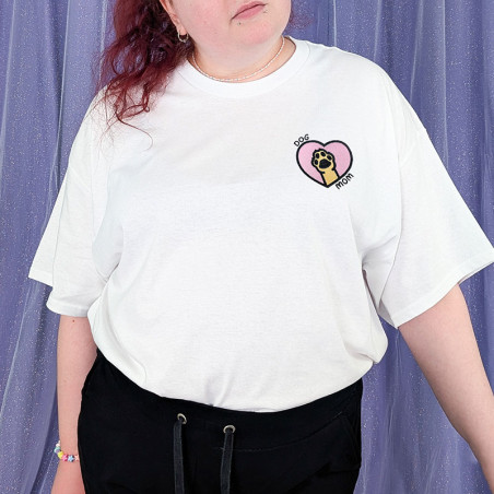 T-shirt brodé oversize personnalisable - DOG MOM - unisexe 🐶🦴