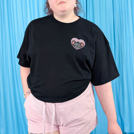 T-shirt brodé oversize personnalisable - RAT - unisexe 🐭🧀