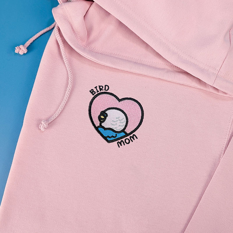 Hoodie brodé personnalisable - BIRD MOM - à capuche unisexe 🐦💗