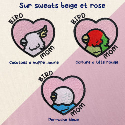 Hoodie brodé personnalisable - BIRD MOM - à capuche unisexe 🐦💗