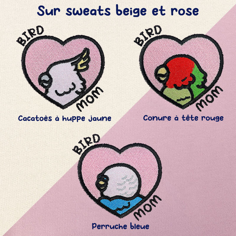 Hoodie brodé personnalisable - BIRD MOM - à capuche unisexe 🐦💗