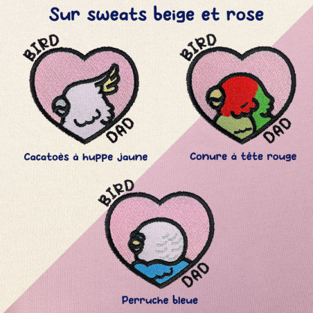 Hoodie brodé personnalisable - BIRD DAD - à capuche unisexe 🐦💗