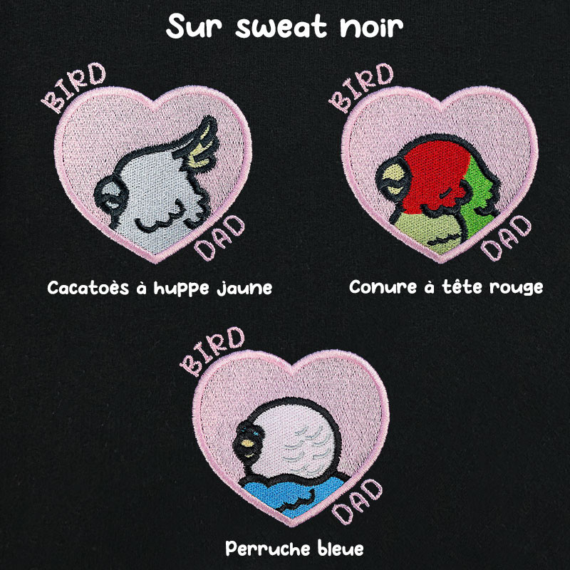 Hoodie brodé personnalisable - BIRD DAD - à capuche unisexe 🐦💗