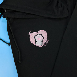 Hoodie brodé personnalisable - CAT MOM - à capuche unisexe 🐱🧶