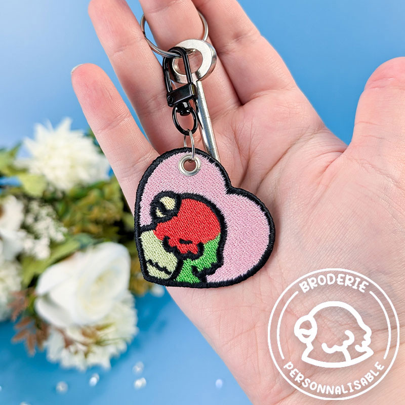 Porte-clés brodé personnalisable – BIRD 🐦💗