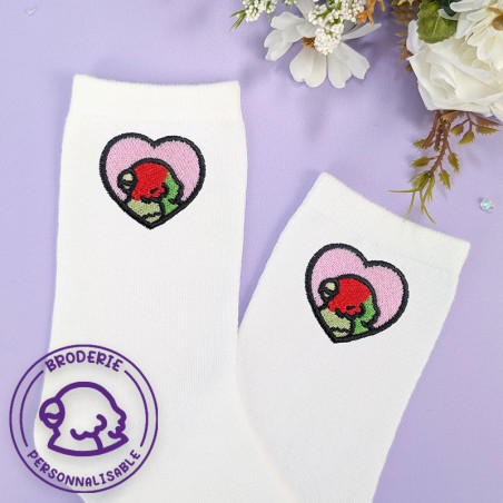 Chaussettes brodées personnalisables - BIRD - Taille unique (39/41) 🐦💗