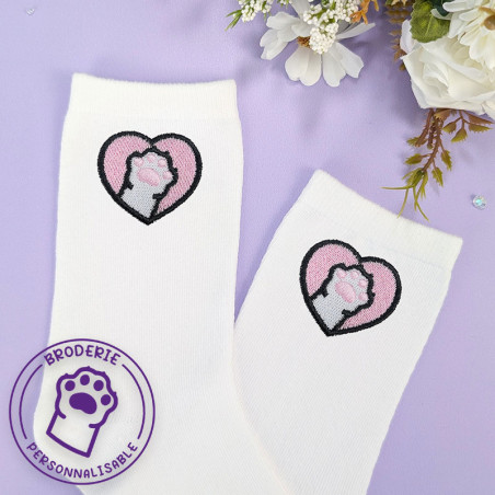 Chaussettes brodées personnalisables - CAT - Taille unique (39/41) 🐱🧶