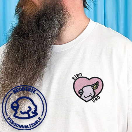 T-shirt brodé oversize personnalisable - BIRD DAD - unisexe 🐦💗