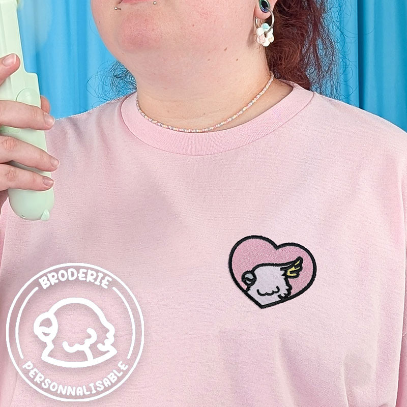 T-shirt brodé oversize personnalisable - BIRD - unisexe 🐦💗