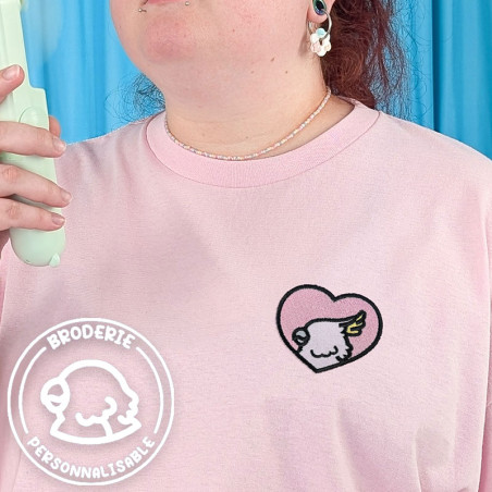 T-shirt brodé oversize personnalisable - BIRD - unisexe 🐦💗