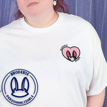 T-shirt brodé oversize personnalisable - BUNNY MOM - unisexe 🐰🥕