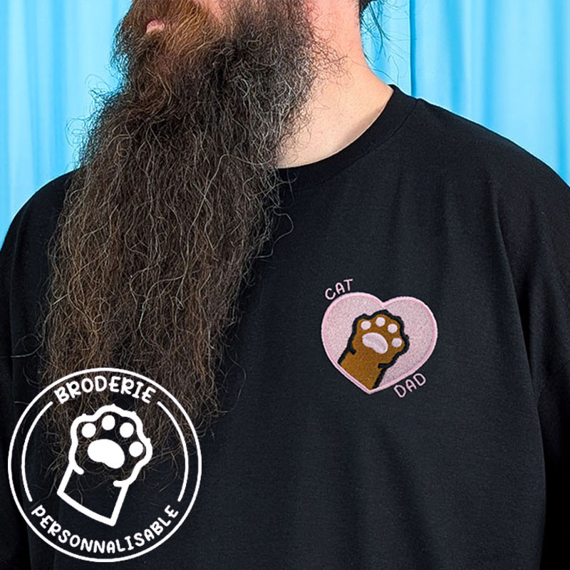 T-shirt brodé oversize personnalisable - CAT DAD - unisexe 🐱🧶
