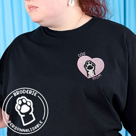 T-shirt brodé oversize personnalisable - DOG MOM - unisexe 🐶🦴