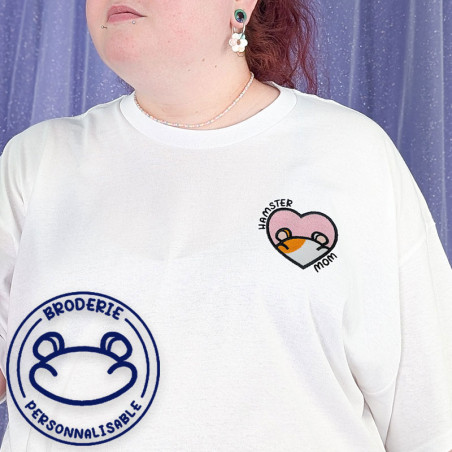 T-shirt brodé oversize personnalisable - HAMSTER MOM - unisexe 🐹🍎
