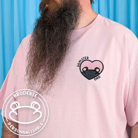 T-shirt brodé oversize personnalisable - HAMSTER DAD - unisexe 🐹🍎