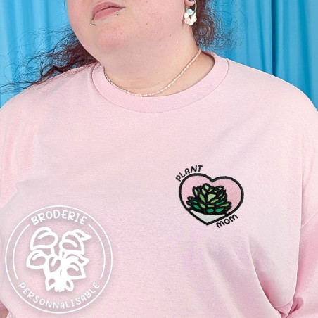 T-shirt brodé oversize personnalisable - PLANT MOM - unisexe 🪴☀️