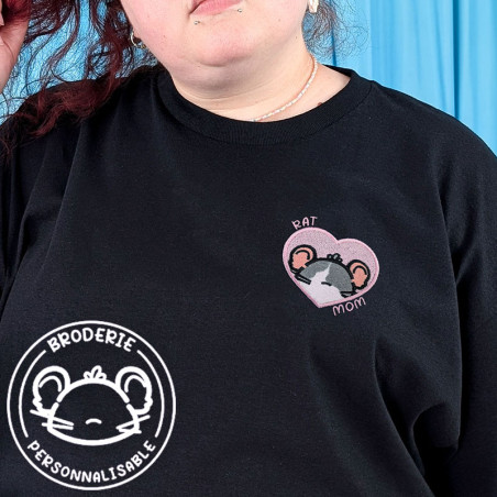 T-shirt brodé oversize personnalisable - RAT MOM - unisexe 🐭🧀