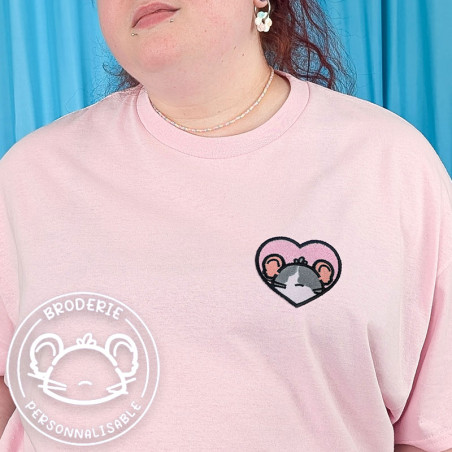 T-shirt brodé oversize personnalisable - RAT - unisexe 🐭🧀