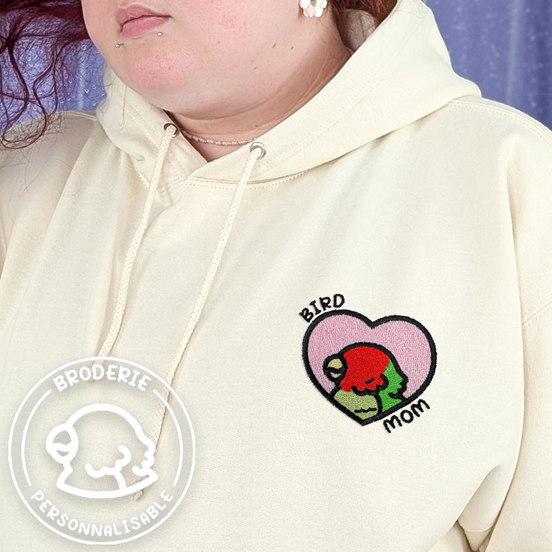 Hoodie brodé personnalisable - BIRD MOM - à capuche unisexe 🐦💗