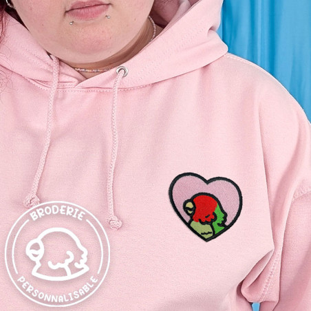 Hoodie brodé personnalisable - BIRD - à capuche unisexe 🐦💗