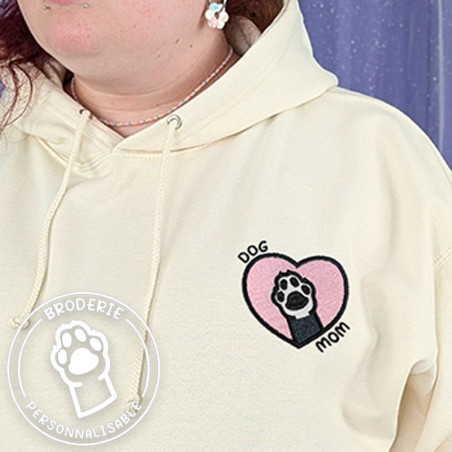 Hoodie brodé personnalisable - DOG MOM - à capuche unisexe 🐶🦴
