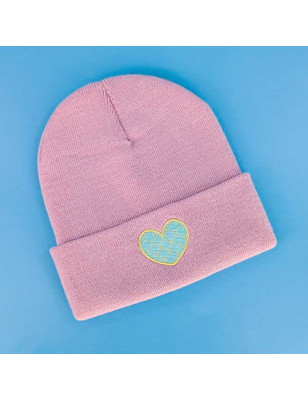 Bonnet à revers brodé - SIREN HEART TURQUOISE - unisexe 💙🐚